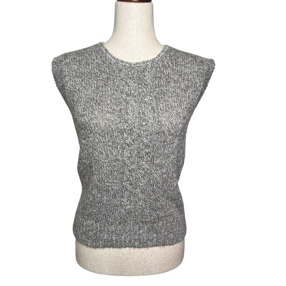Vintage Cable Knit Sleeveless Sweater Vest Wool Blend Womens M Preppy‎ Academia